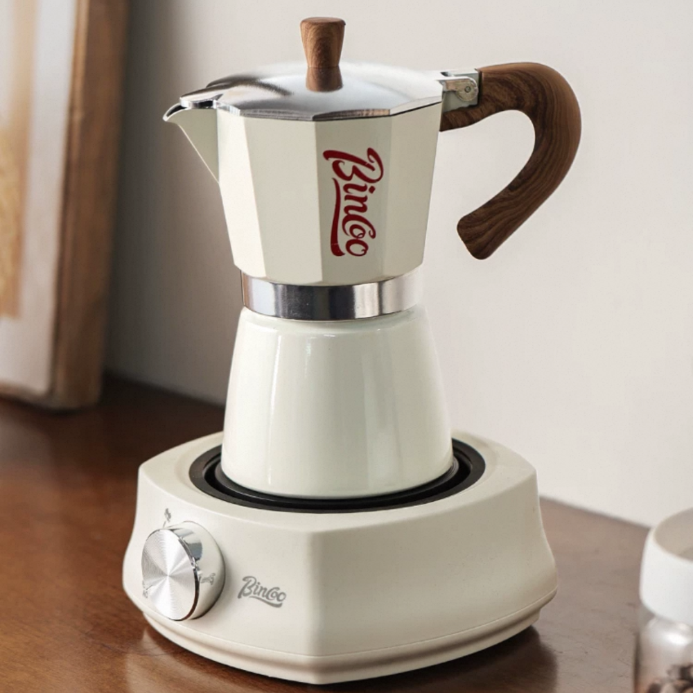 BINCOO Moka Pot Set| Electric Stove| Coffee Grinder| Coffee Pot| Coffee Filter| Leveler.