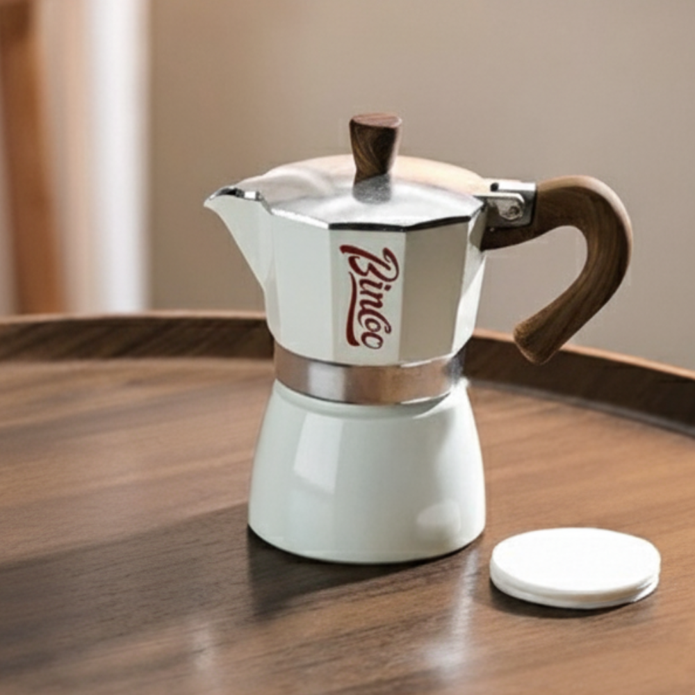 BINCOO Moka Pot Set| Electric Stove| Coffee Grinder| Coffee Pot| Coffee Filter| Leveler.